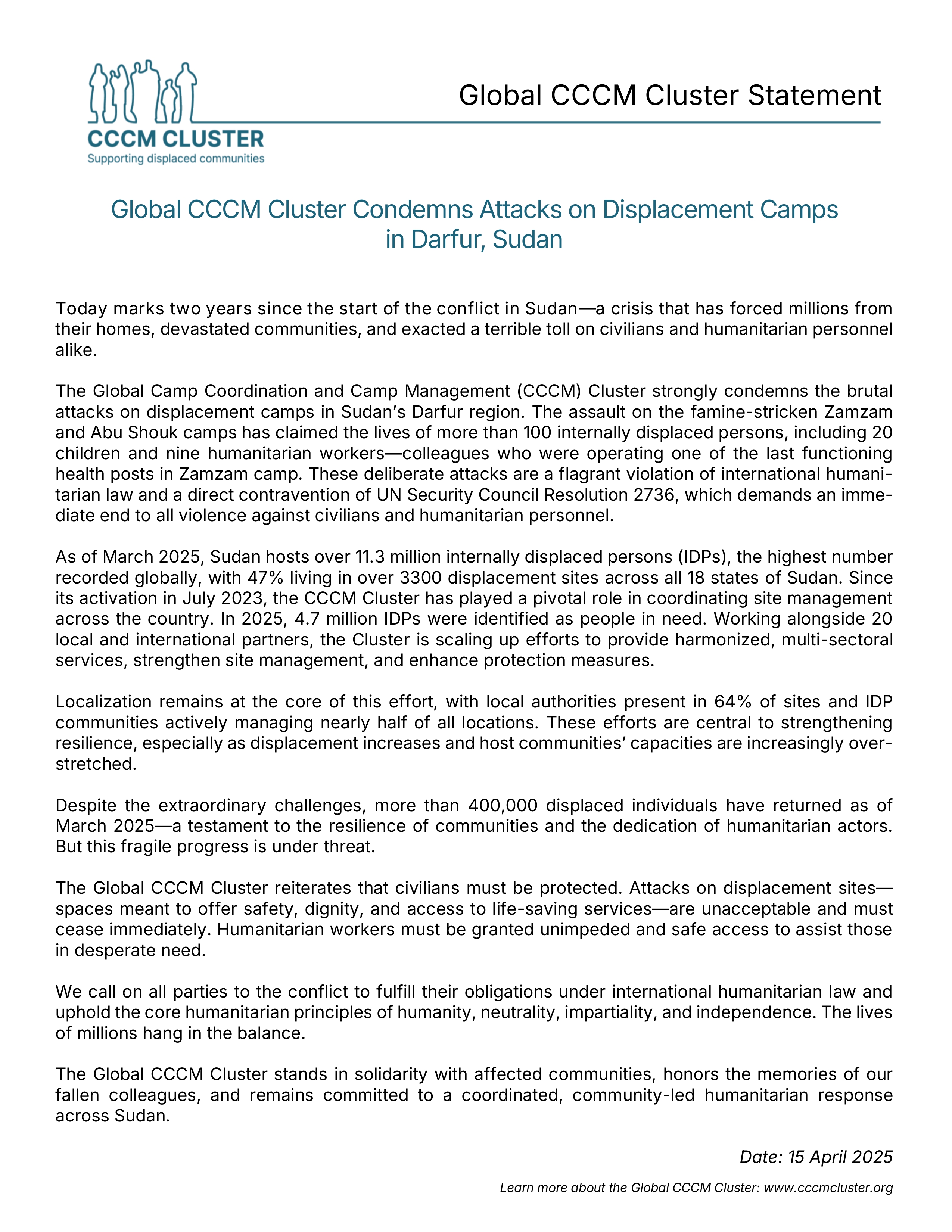 global_cccm_cluster_statement_on_the_attacks_in_darfur global_cccm_cluster_statement_on_the_attacks_in_darfur