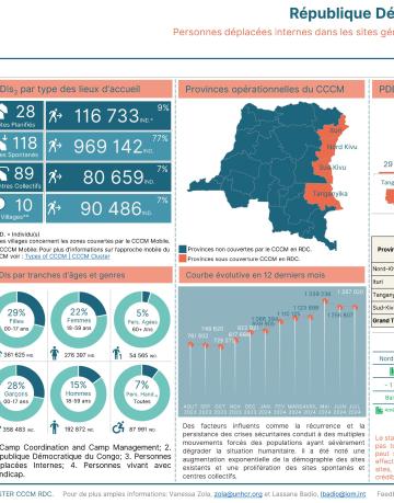 RD Congo - Statistiques des PDIs dans les sites et centres collectifs sous CCCM - Juillet 2024
