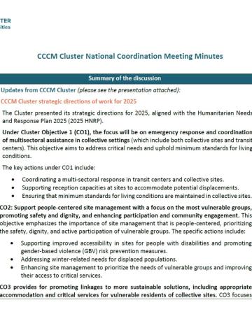 CCCM Cluster meeting minutes