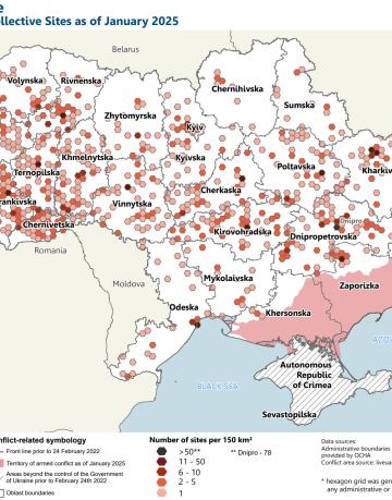 Ukraine: Map of the active collective sites, January 2025