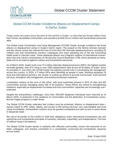 global_cccm_cluster_statement_on_the_attacks_in_darfur global_cccm_cluster_statement_on_the_attacks_in_darfur
