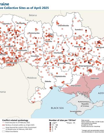 Ukraine: Map of the active collective sites, April 2025