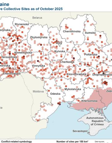Ukraine: Map of the active collective sites, September 2025