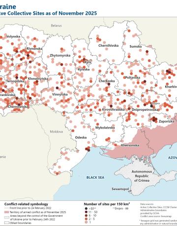 Ukraine: Map of the active collective sites, October 2025